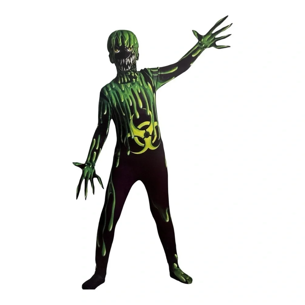 NWT Radioactive Morphsuit Child Costume Halloween Green Black Size Small 4-6